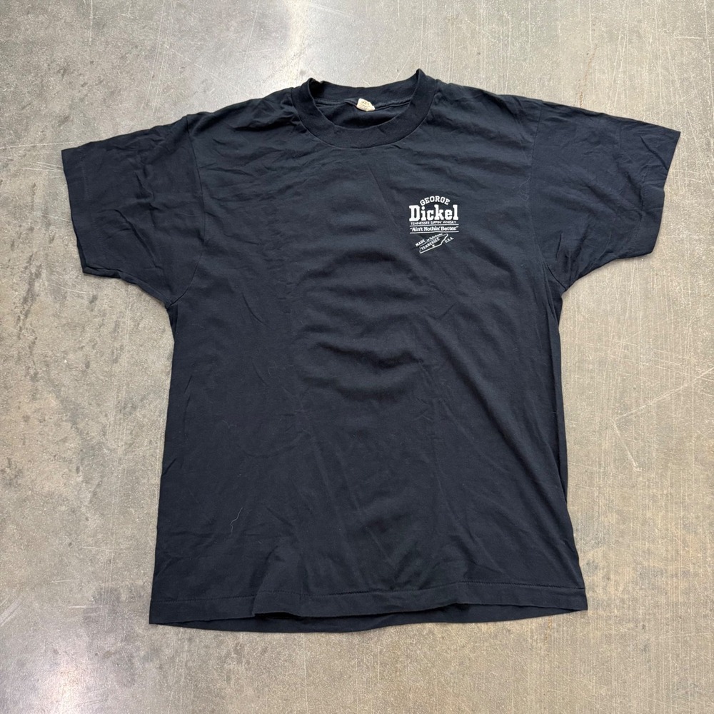 Vintage George Dickel Tennessee Whisky T-Shirt Black‎ Single Stitch Large 50/50